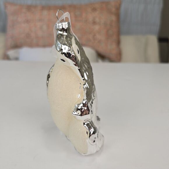 Mother and Baby Penguin Blown Glass Christmas Ornament - Picture 4 of 7